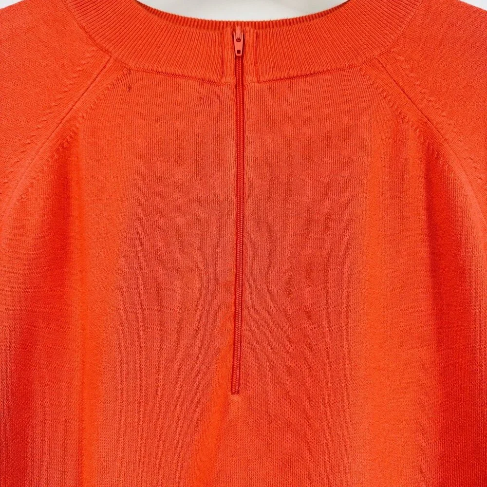 Hampshire Studio Coral Orange Mock Neck Knit Short Sleeve Zip Back Sweater 2X - Picture 5 of 7